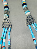 Singer Vintage Native American Navajo Long Turquoise Sterling Silver Necklace-Nativo Arts