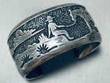 Authentic Thomas Singer Vintage Native American Navajo Detailed Sterling Silver Bracelet-Nativo Arts
