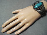 Marvelous Vintage Native American Navajo Kingman Turquoise Sterling Silver Bracelet Old-Nativo Arts