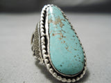 Quality Vintage Native American Navajo Tear Of Joy Sterling Silver Turquoise Ring-Nativo Arts