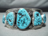 Dramatic Chee Vintage Native American Navajo Sleeping Beauty Turquoise Sterling Silver Bracelet-Nativo Arts