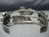 Native American One Of The Most Detailed Vintage Zuni Bee Sterling Silver Turquoise Bracelet-Nativo Arts