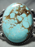 Huge Early Vintage Native American Navajo #8 Turquoise Sterling Silver Bracelet Old-Nativo Arts