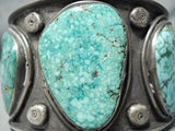 One Biggest Men's Vintage Native American Navajo Carico Lake Turquoise Sterling Silver Bracelet-Nativo Arts