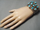 One Of The Best Vintage Native American Navajo Coiled Turquoise Sterling Silver Bracelet Old-Nativo Arts