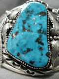 Superior Vintage Native American Navajo Turquoise Leaf Sterling Silver Bracelet-Nativo Arts