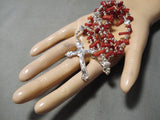 Impressive Navajo Coral Sterling Silver Rosary Necklace Native American-Nativo Arts