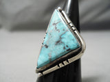 Striking Vintage Navajo Triangle Turquoise Sterling Silver Native American Ring-Nativo Arts