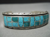 Museum Vintage Native American Navajo Carico Lake Turquoise Inlay Sterling Silver Bracelet Old-Nativo Arts