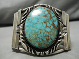 Huge And Heavy Vintage Native American Navajo Royston Turquoise Sterling Silver Bracelet Old-Nativo Arts