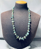Native American Rare Vintage Hand Hammered Sterling Silver Bead Royston Turquoise Necklace-Nativo Arts