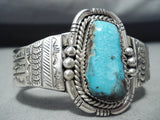 Stunning Vintage Native American Navajo Blue Diamond Turquoise Sterling Silver Bracelet-Nativo Arts