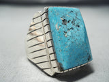 Monumental Navajo Kingman Turquoise Sterling Silver Ring Native American-Nativo Arts