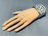 Astonishing Vintage Native American Zuni Mother Of Pearl Sterling Silver Bracelet-Nativo Arts