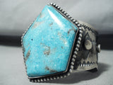 Colossal Native American Navajo Pilot Mountain Turquoise Sterling Silver Bracelet-Nativo Arts