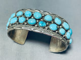 Stunning Vintage Native American Navajo 28 Blue Gem Turquoise Sterling Silver Bracelet-Nativo Arts
