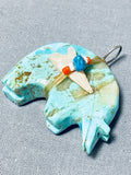 Whimsical Vintage Native American Zuni Turquoise Sterling Silver Pendant-Nativo Arts