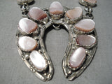 Stunning Vintage Native American Navajo Pink Shell Sterling Silver Necklace Old-Nativo Arts