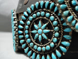 Rare Intricate Older Vintage Native American Navajo Zuni Turquoise Sterling Silver Concho Belt-Nativo Arts