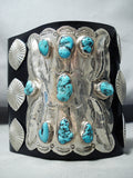Tremendous Vintage Native American Navajo 9 Kingman Turquoise Sterling Silver Bowguard-Nativo Arts