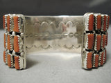 Important Navajo Sterling Silver Native American Coral Bracelet Cuff-Nativo Arts