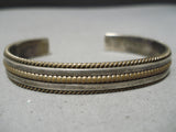 Impressive Vintage Native American Navajo Sterling Silver & 12k Gold Fill Bracelet Old-Nativo Arts