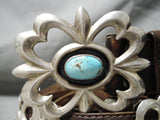 Heavy Vintage Native American Navajo #8 Turquoise Sterling Silver Concho Belt Old-Nativo Arts