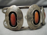 Magnificent Vintage Native American Navajo Oval Stamped Boxes Sterling Silver Bracelet Old-Nativo Arts