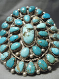 Chunky Rare Vintage Native American Navajo Blue Diamond Turquoise Sterling Silver Bracelet Old-Nativo Arts
