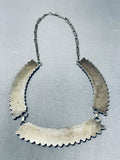 Early Vintage Native American Zuni Blue Gem Turquoise Petit Point Sterling Silver Necklace-Nativo Arts