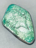 One Of The Biggest Early Vintage Native American Navajo Green Turquoise Sterling Silver Pendant-Nativo Arts