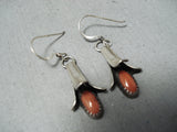 Wonderful Navajo Coral Sterling Silver Earrings Native American-Nativo Arts