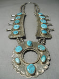 Opulent Vintage Native American Navajo Turquoise Nugget Sterling Silver Necklace-Nativo Arts