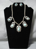 Quality Vintage Native American Navajo Cario Lake Turquoise Sterling Silver Necklace Old-Nativo Arts