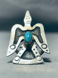 Taller Native American Navajo Bird Turquoise Sterling Silver Ring-Nativo Arts