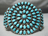 Opulent Vintage Native American Navajo Carico Lake Turquoise Sterling Silver Bracelet Old-Nativo Arts