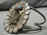 Important Blue Warrior Turquoise Vintage Native American Navajo Toad Sterling Silver Bracelet-Nativo Arts