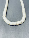 Native American Exquisite Vintage Santo Domingo White Shell Sterling Silver Necklace-Nativo Arts