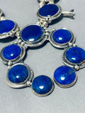 Full Naja Very Rare Native American Navajo Lapis Sterling Silver Squash Blossom Necklace-Nativo Arts