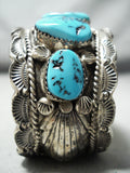 Detailed Vintage Native American Navajo Graduating Turquoise Sterling Silver Bracelet-Nativo Arts