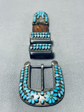 One Of The Best Ever Vintage Native American Zuni Turquoise Sterling Silver Ranger Buckle Set-Nativo Arts