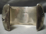 Huge Heavy Vintage Native American Navajo Hopi Turquoise Sterling Silver Rug Bracelet Old-Nativo Arts