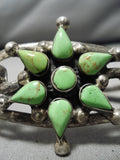 Native American One Of Best Vintage Mexican Gaspeite Sterling Silver Bracelet Old-Nativo Arts