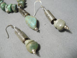 Native American Amazing Vintage Santo Domingo Royston Turquoise Sterling Silver Necklace & Earrings Old-Nativo Arts