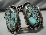 Incredible Vintage Native American Navajo Spiderweb Turquoise Sterling Silver Bracelet Old-Nativo Arts