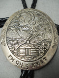 Historical Native American Navajo Radio Station Vintage Native American Navajo Sterling Silver Bolo Tie-Nativo Arts