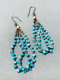 Amazing Vintage Native American Navajo Turquoise Heishi Sterling Silver Earrings-Nativo Arts