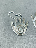 Sensational Native American Navajo Sterling Silver Healing Hands Dangle Earrings Signed-Nativo Arts