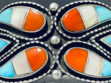 Spectacular Vintage Native American Zuni Turquoise Sterling Silver Bracelet Signed-Nativo Arts