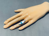 Rare Vintage Native American Navajo Kingman Turquoise Mother Of Pearl Sterling Silver Ring-Nativo Arts